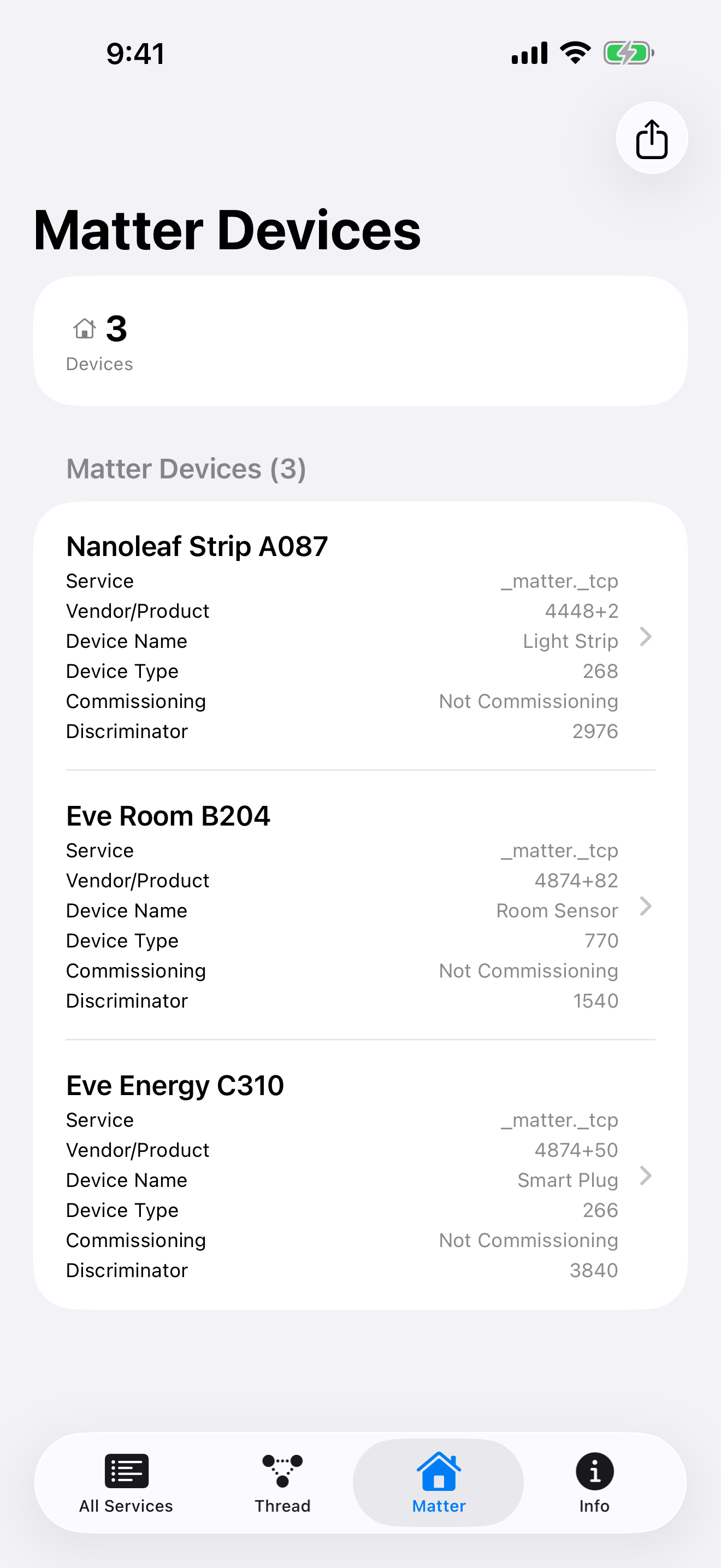 Matter Devices - smart home device discovery