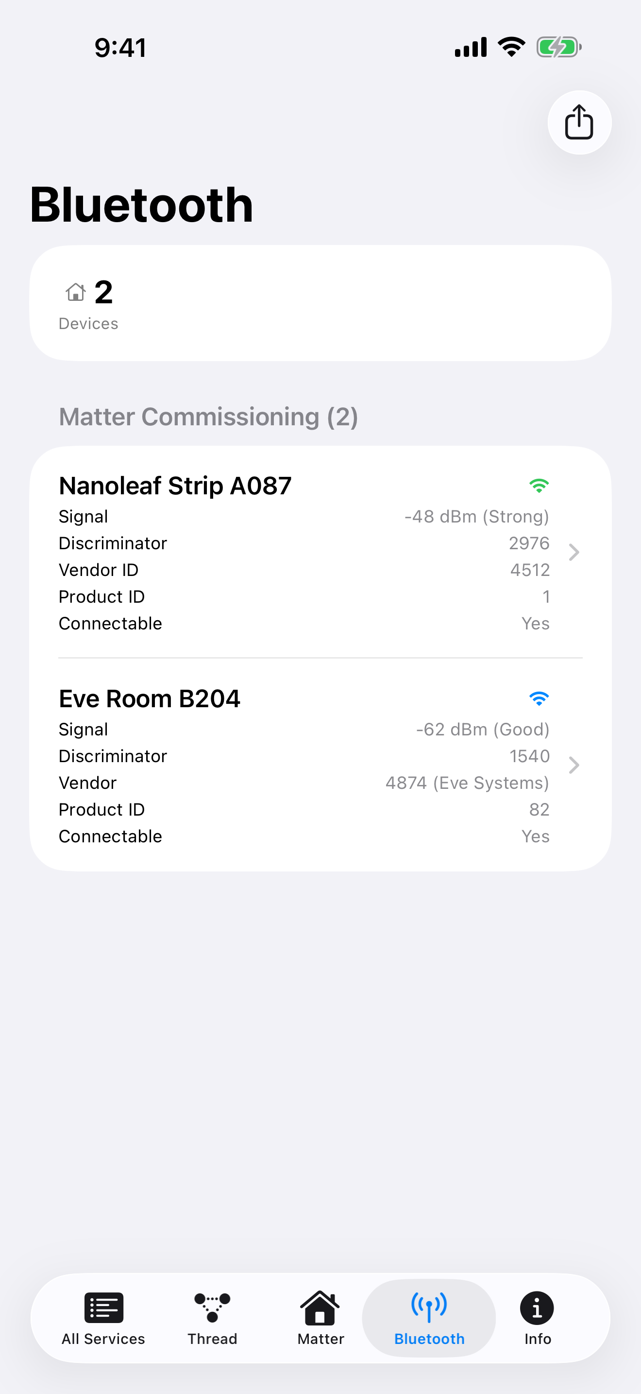Bluetooth - Matter commissioning device discovery via BLE